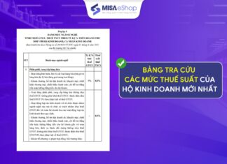 Bảng tra cứu các mức thuế suất của hộ kinh doanh Bảng tra cứu mức thuế suất hộ kinh doanh