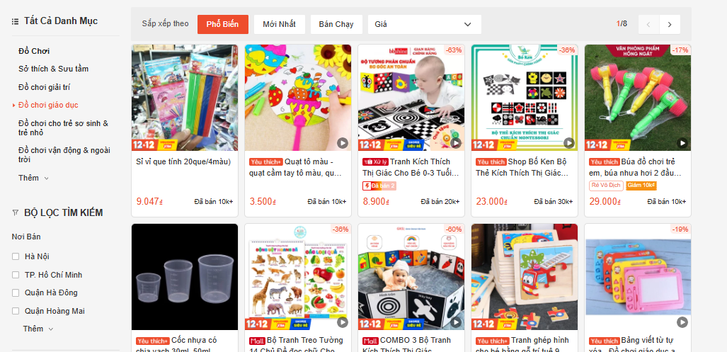 Đồ chơi trẻ em đạt hàng triệu lượt bán trên shopee mỗi tháng