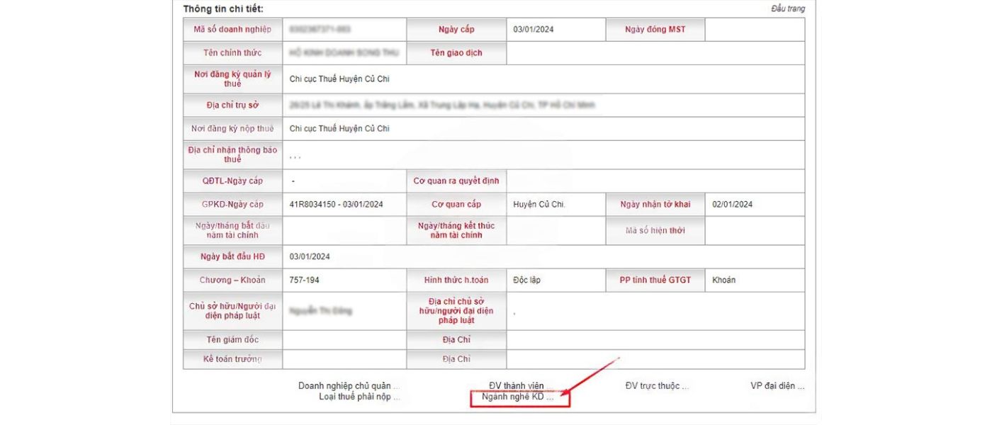 Cách tra cứu ngành nghề kinh doanh của hộ kinh doanh