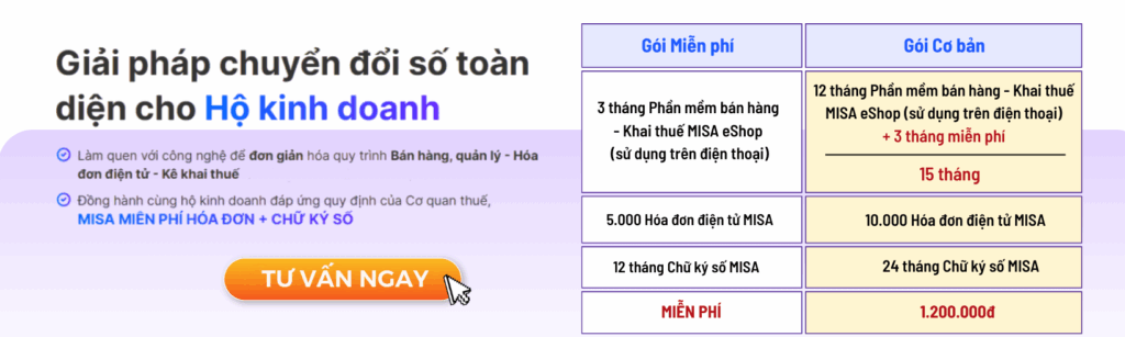MISA tặng 3 tháng miễn phí phần mềm hộ kinh doanh