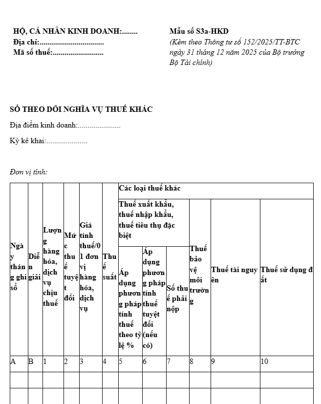 Mẫu số S3a-HKD