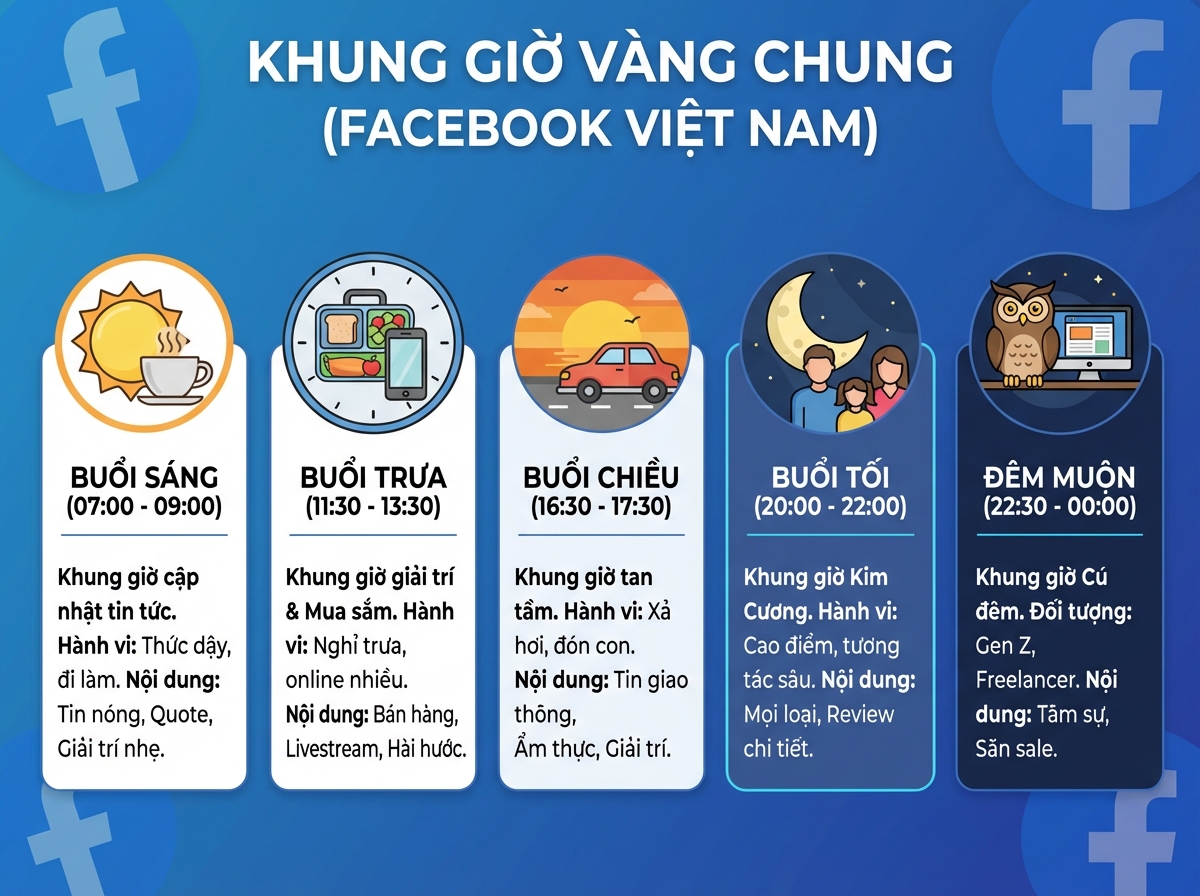 Các khung giờ vàng chung (Áp dụng cho đa số ngành hàng)