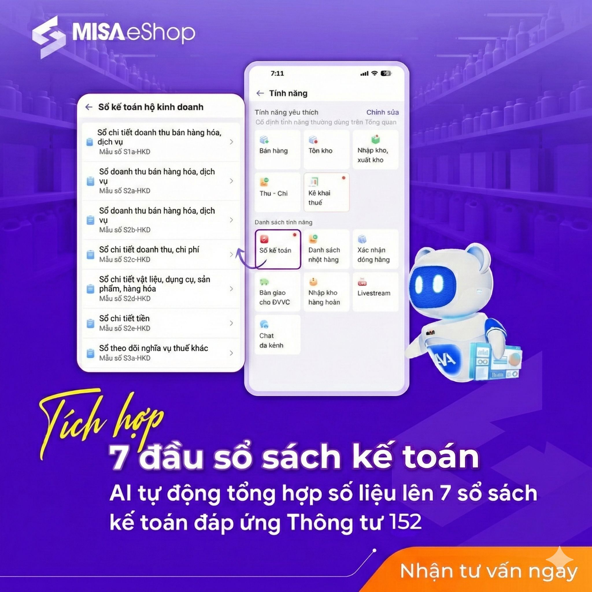 7 đầu sổ sách kế toán hộ kinh doanh trên phần mềm misaeshop