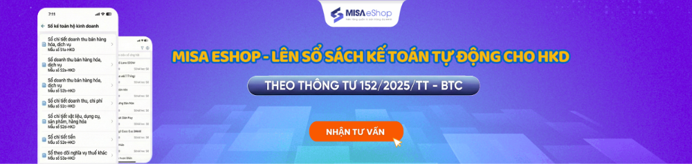 MISA eShop đáp ứng sổ sách kế hộ kinh doanh theo Thông tư 152/2025/TT-BTC
