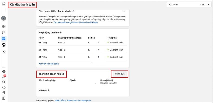 Hướng dẫn cách lấy hóa đơn VAT chi phí chạy quảng cáo Facebook