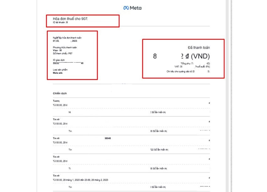 Hướng dẫn cách lấy hóa đơn VAT chi phí chạy quảng cáo Facebook
