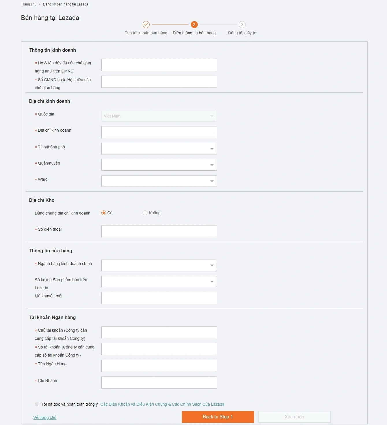 Các bước đăng ký bán hàng trên Lazada