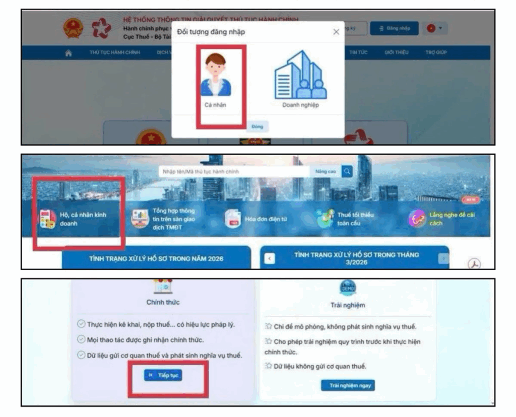 Hướng dẫn kê khai thuế hộ kinh doanh trên Cổng Dịch vụ công
