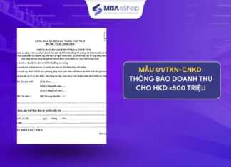 Mẫu số 01/TKN-CNKD cập nhật theo thông tư 50/2026/TT-BTC thay thế thông tư 18/2026/TT-BTC mẫu thông báo doanh thu cho hộ kinh doanh dưới 500 triệu