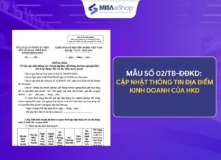 Mẫu số 02/TB-ĐĐKD cập nhật thông tin địa điểm kinh doanh cho HKD theo thông tư 18/2026/TT-BTC mẫu cập nhật thông tin địa điểm kinh doanh