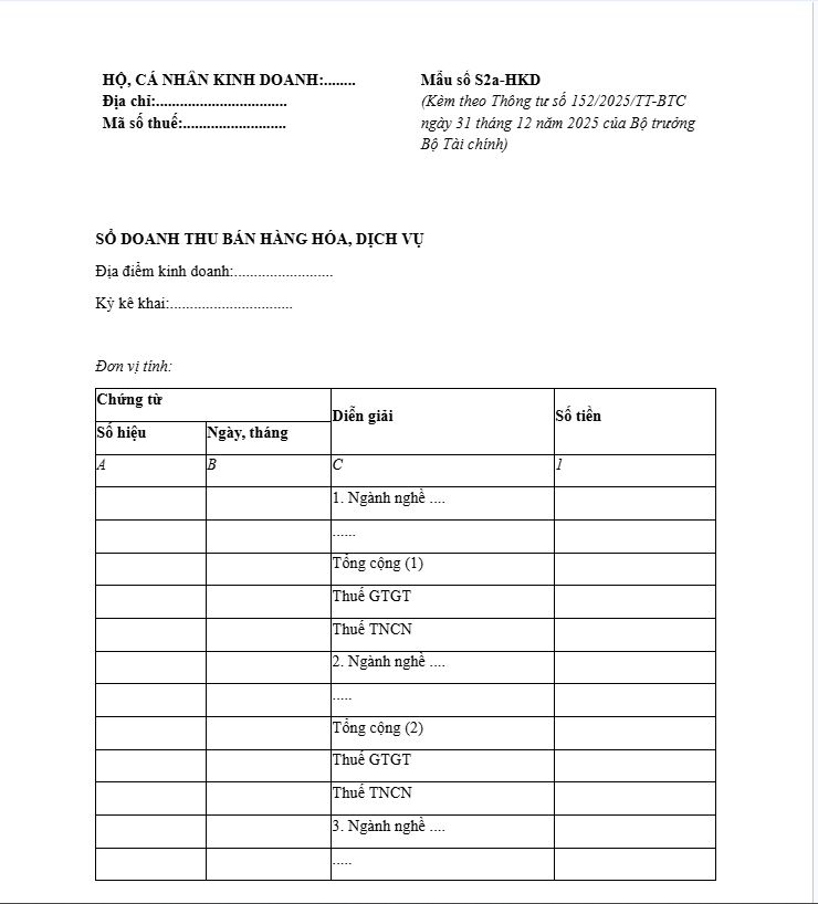 Sổ sách kế toán cho hộ kinh doanh nhóm 2