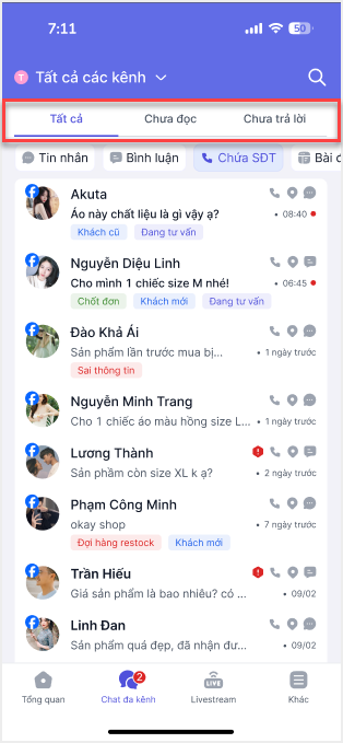 MISA eShop gom tin nhắn và bình luận về 1 nơi