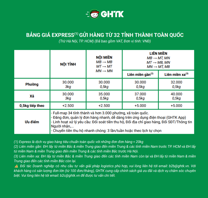 Bảng giá các dịch vụ EXP