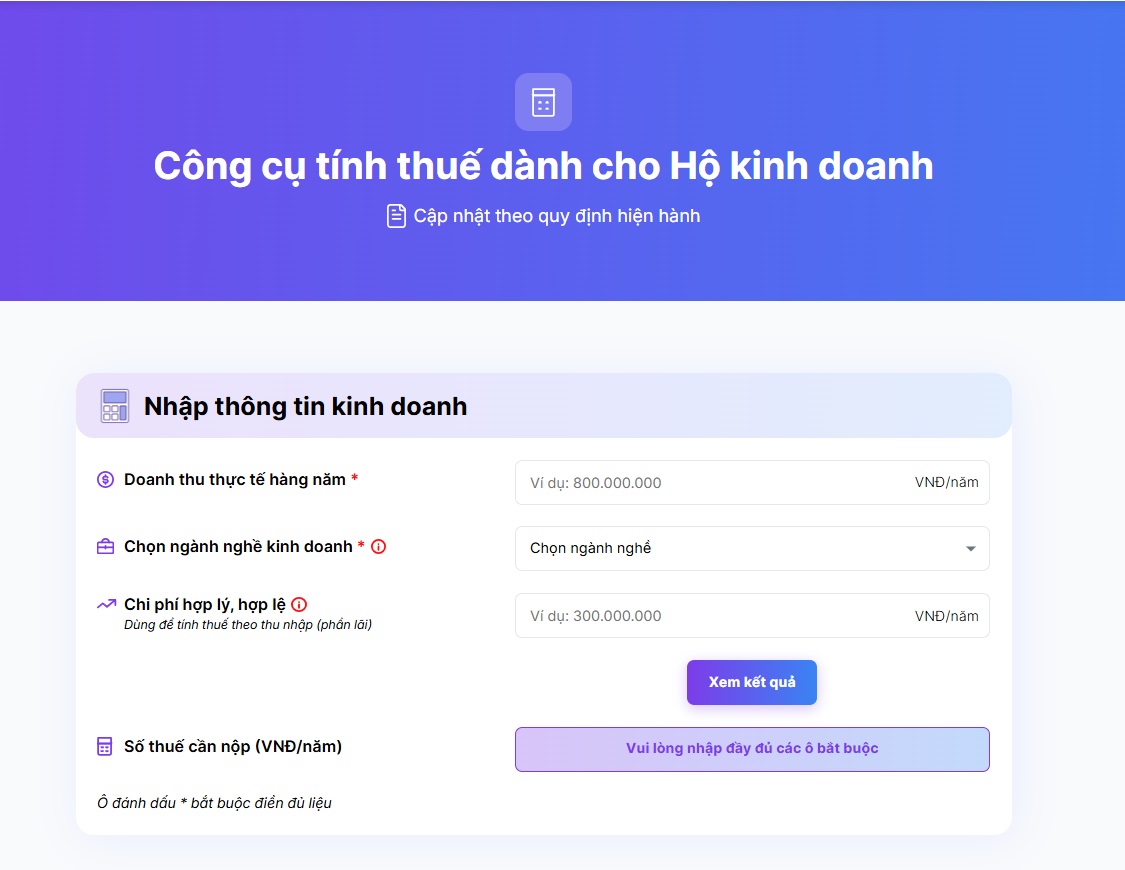 Công cụ tính thuế