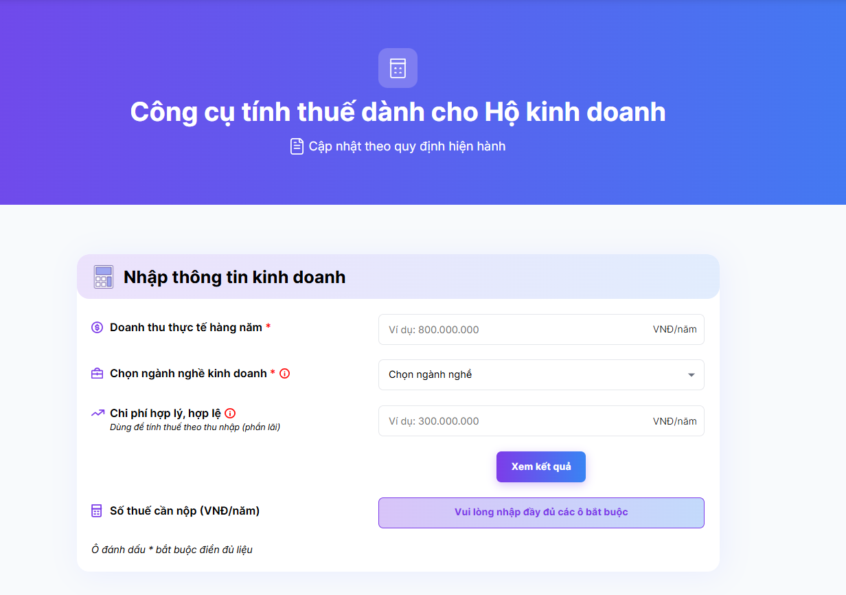 công cụ tính thuê