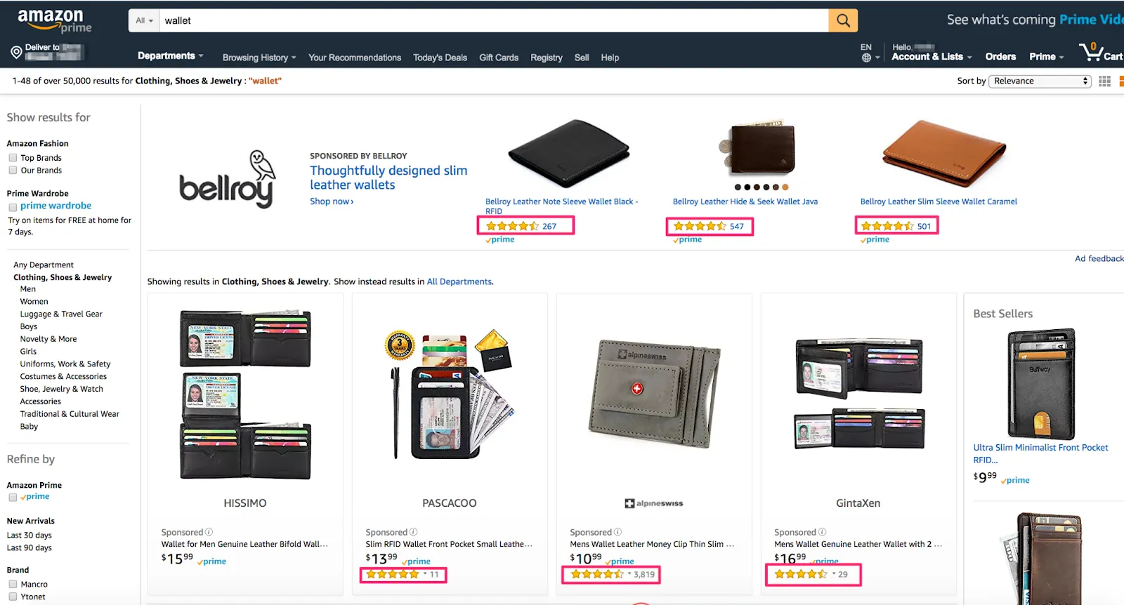 sản phẩm trên trang của amazon