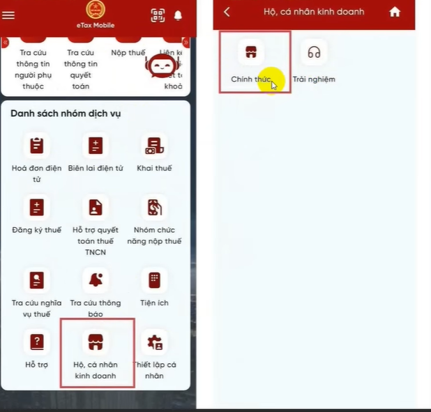 HKD chọn tờ khai thuế chính thức