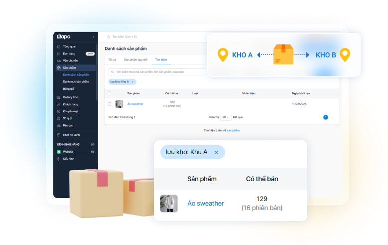 phần mềm quản lý kho hàng online Sapo