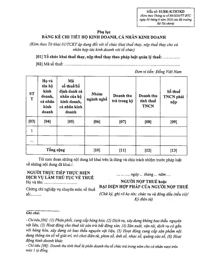 Mẫu số 01/BK-KTHTKD