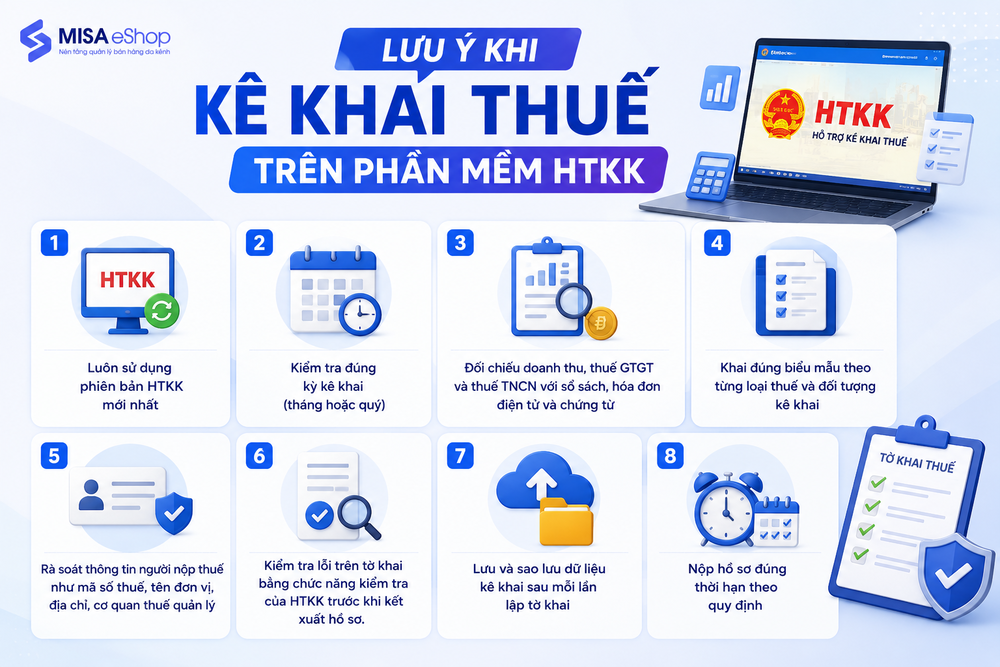 Lưu ý khi kê khai thuế trên phần mềm HTKK