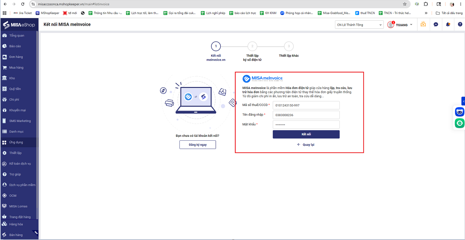 Kết nối MISA eShop với meInvoice