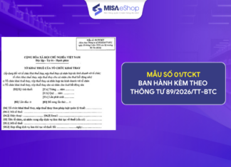 Mẫu số 01/TCKT tờ khai thuế của tổ chức khai thay theo Thông tư 89/2026/TT-BTC Mẫu 01/tckt