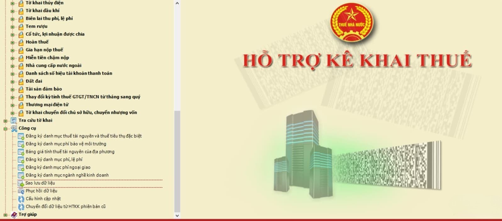Sao lưu dữ liệu kê khai