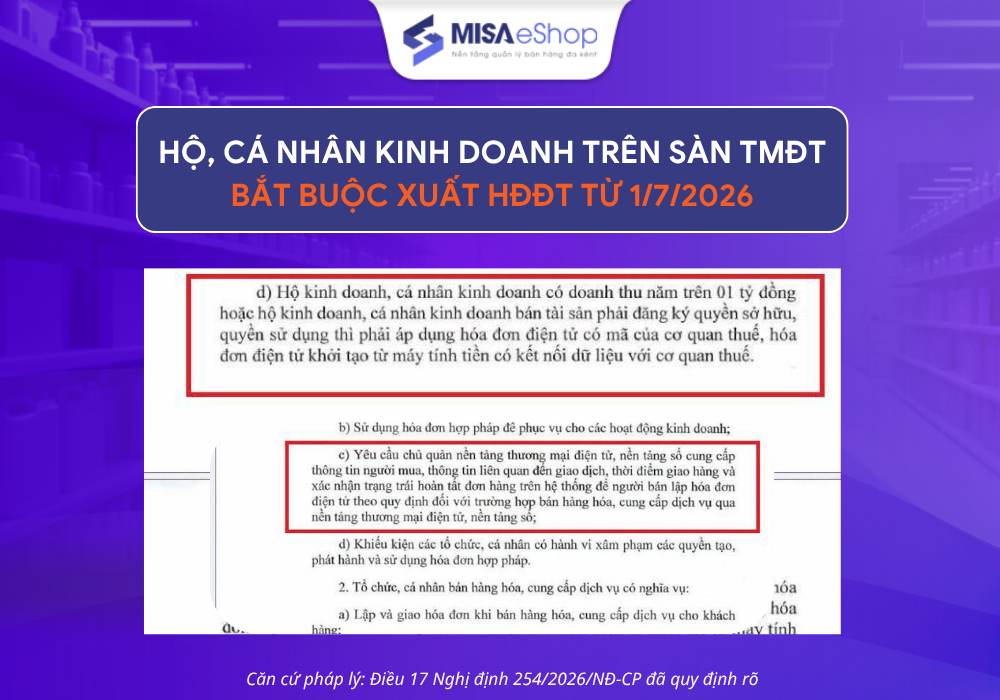 Cá nhân kinh doanh bắt buộc xuất hóa đơn có mã cơ quan thuế từ 1/7/2026